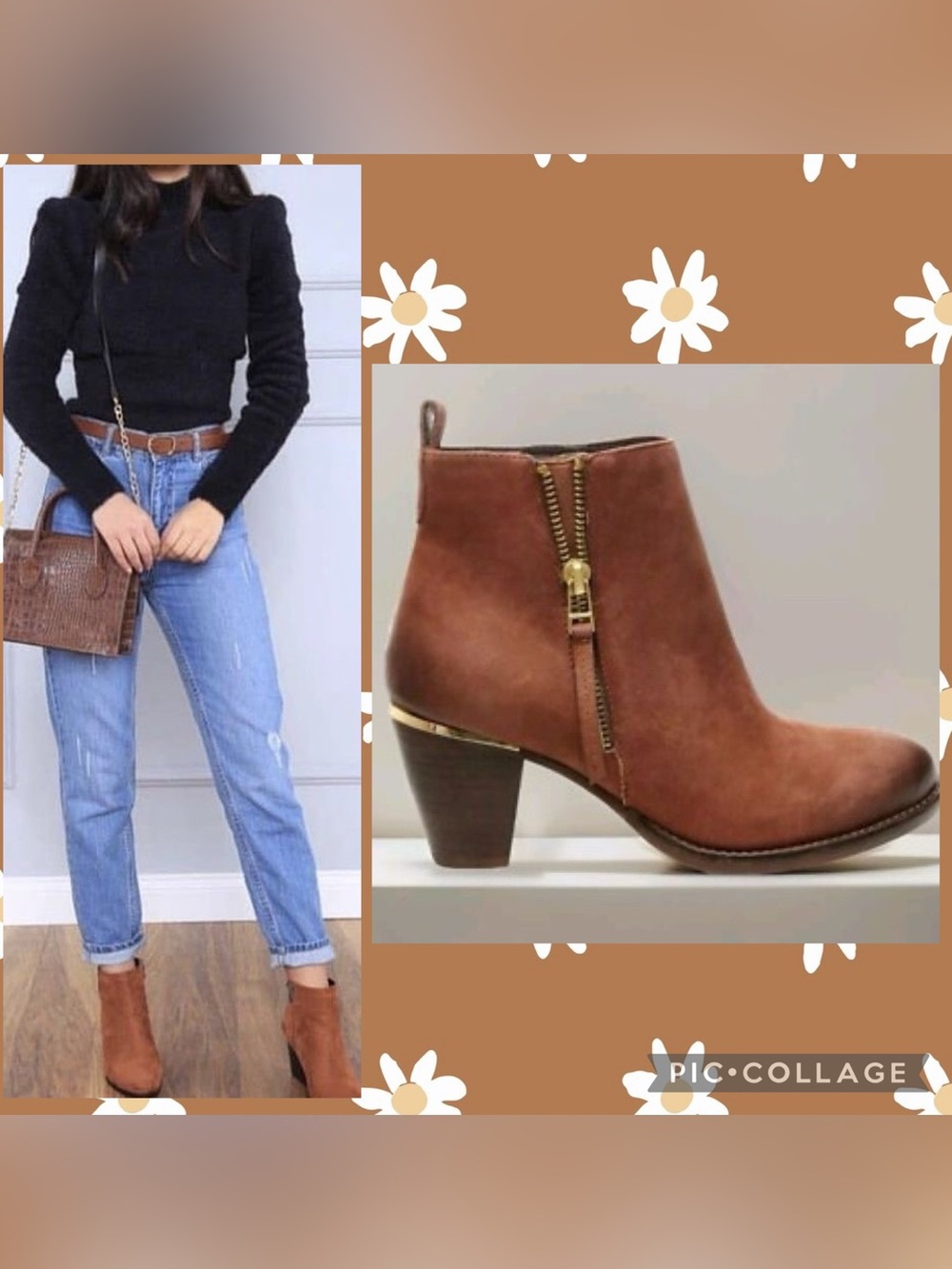 Brown saddle leather ankle boot